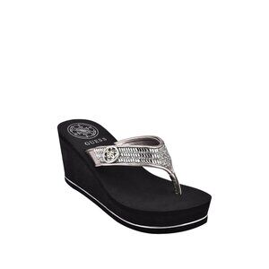 NWT Guess Womens Sarraly Flip-Flop Platform Rhinestone Disco GWSARRALY4 Black 8M